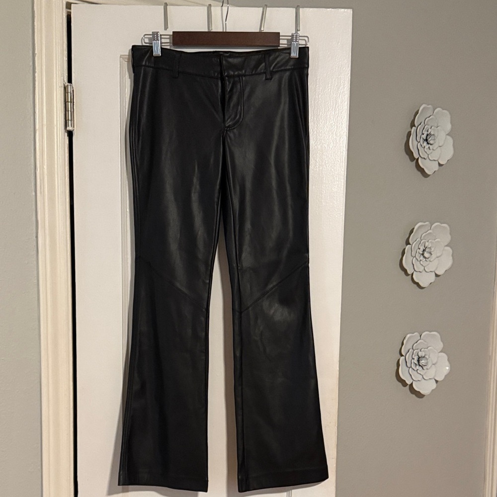 Free People Black Vegan Flare Leather Pants